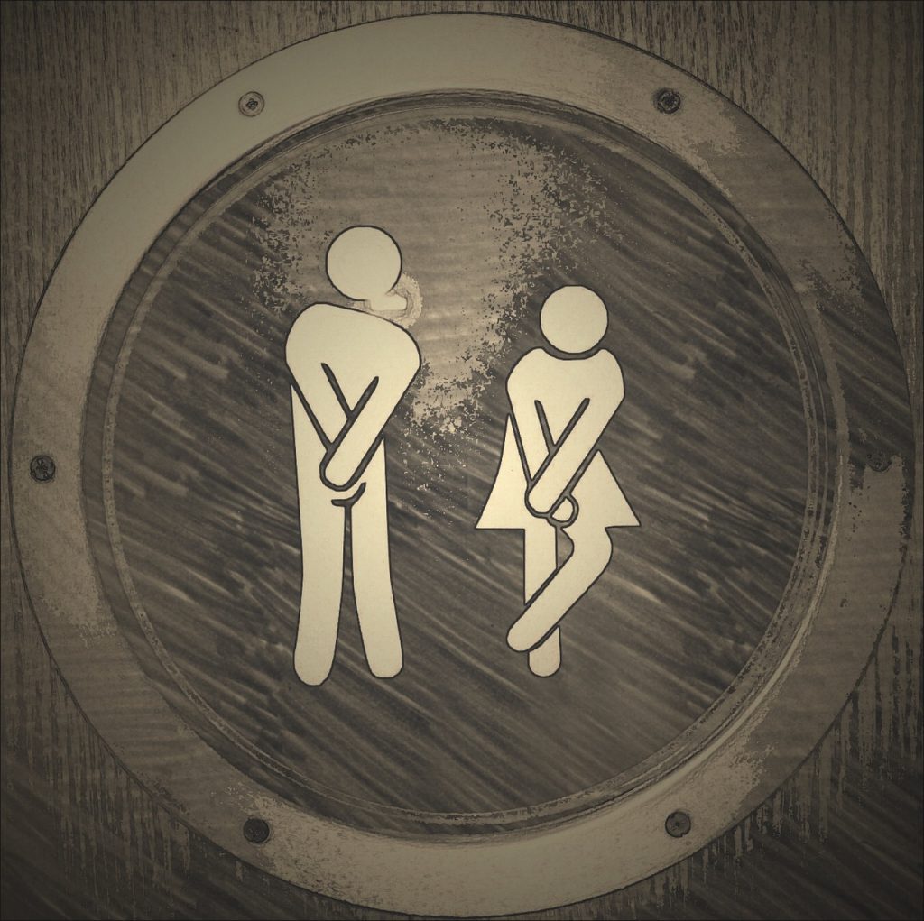 illustration de deux personnages de signalisation en forme de bâtons se cachant le sexe par pudeur
